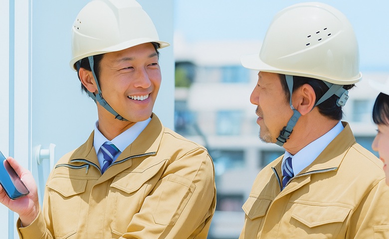工事現場で働く人々